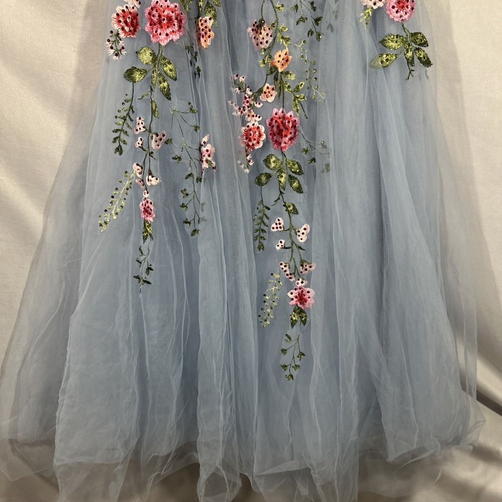 NWT MAC DUGGAL [‎ 10 ] 20651 Bustier Embroidered Floral A-Line Dress Blue J1803 - Picture 11 of 16